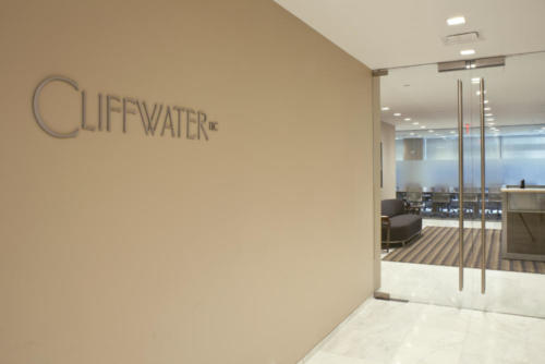Cliffwater: Elevator Hall entry and Logo wall