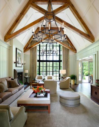 Atlanta Family room with open beam ceiling